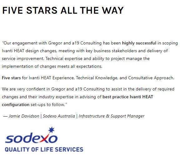 ITSM Testimonial from Sodexo IS&T Australia